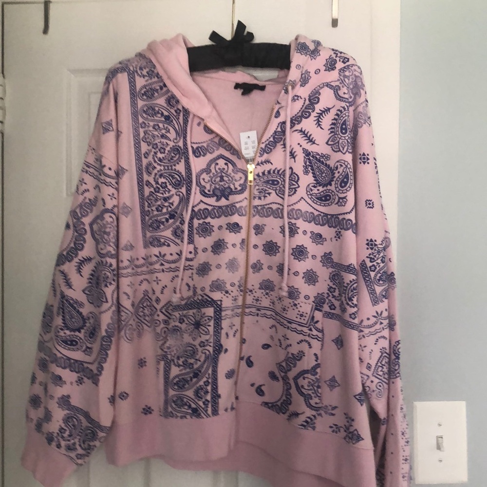NWT J.Crew Pink & Blue Paisley Sweatshirt